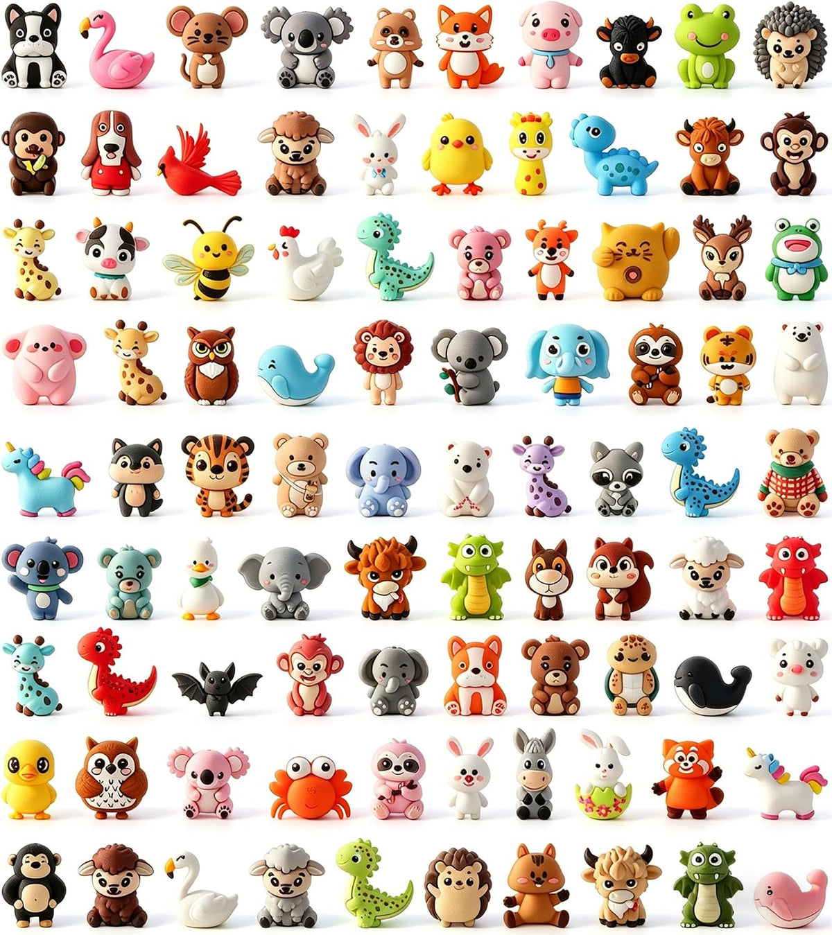 90 Pcs 3D Animals Silicone Focal Beads Bulk for Pens, Keychain Making