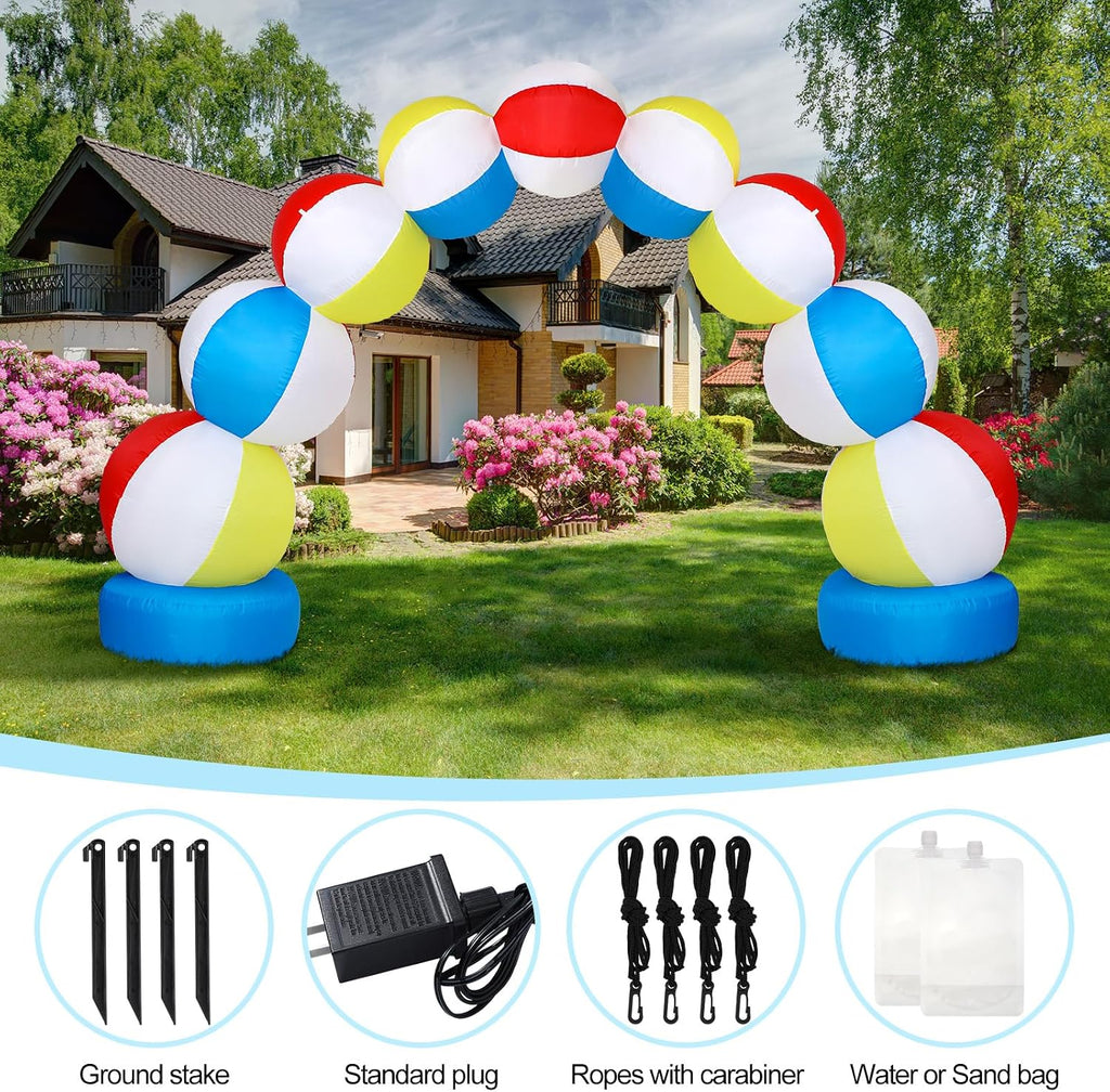rattanview inflatable beach ball arch 8 ft summer shown in use