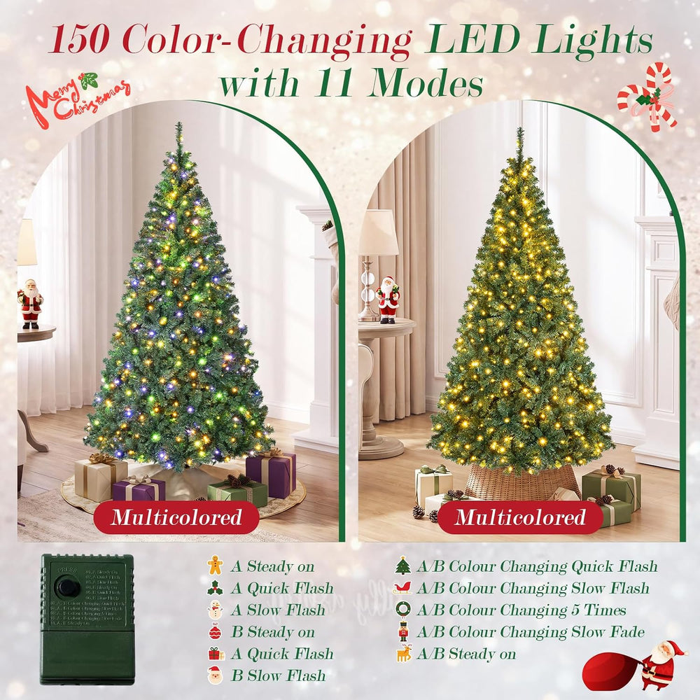 COSTWAY 5 FT Pre-lit Christmas Tree, Artificial Holiday Xmas Tree