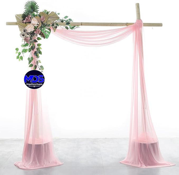MDS Halloween Chiffon Draping Fabric - 2 Panel, 30" Wide x 40ft Long - Sheer Spooky Arbor & Canopy Drapery for Haunted House Backdrops, Party Ceilings, DIY Costumes & Themed Events - Blush Pink (Pack of 2)