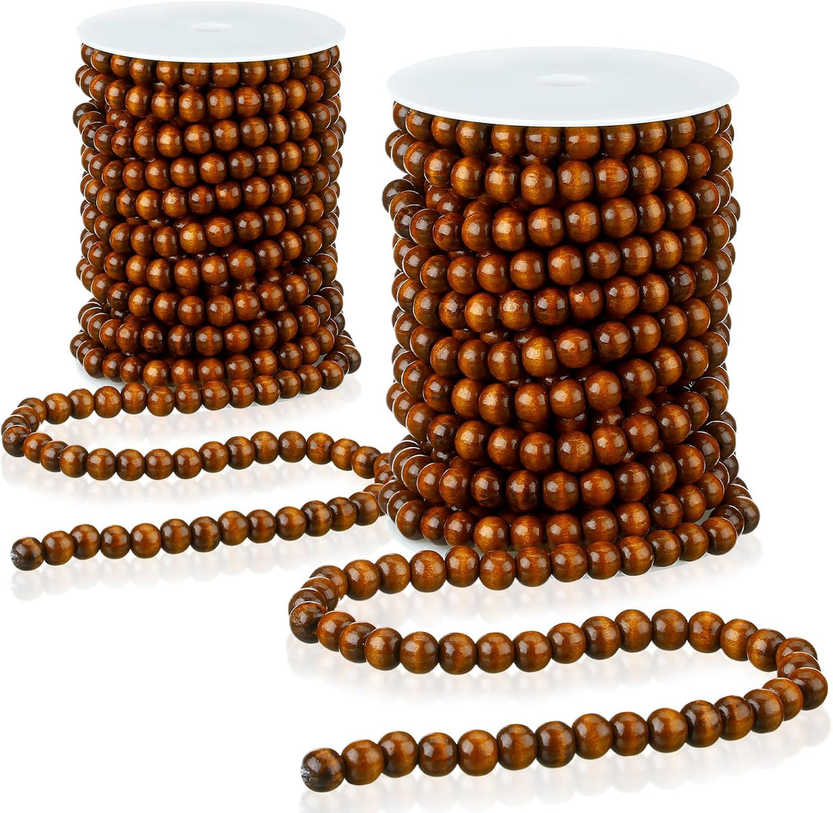 Giegxin 2 Pcs Brown Christmas Wood Bead Garland 66 Feet in Total Farmhouse