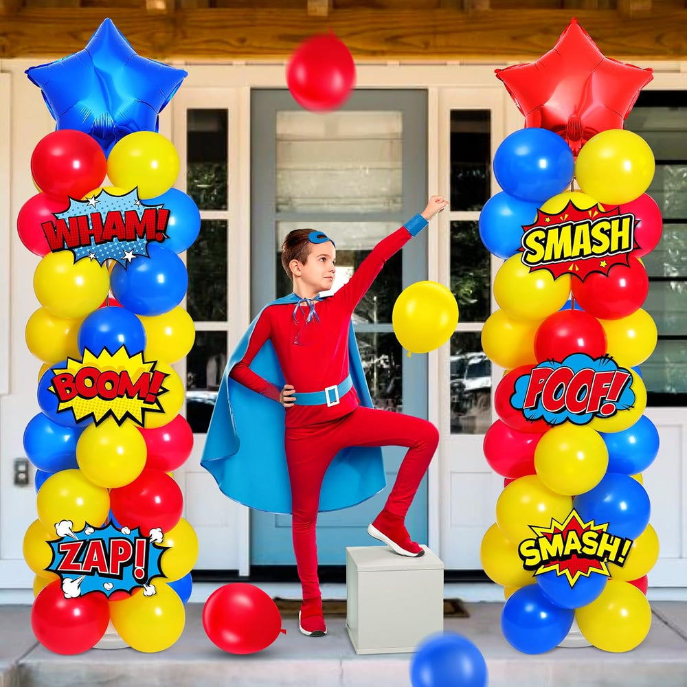 Realspring 2 Set Hero Themed Party Decoration Hero Balloon Column Stand Kit