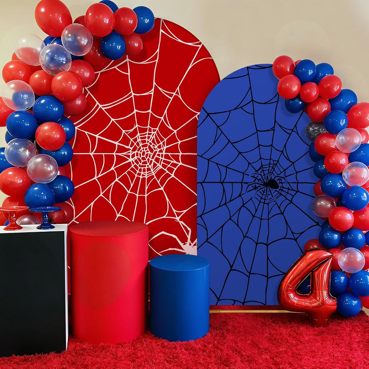 2 Set 6ft 7.2 ft Spider Web Arch Backdrop Covers Stretchy Fabric