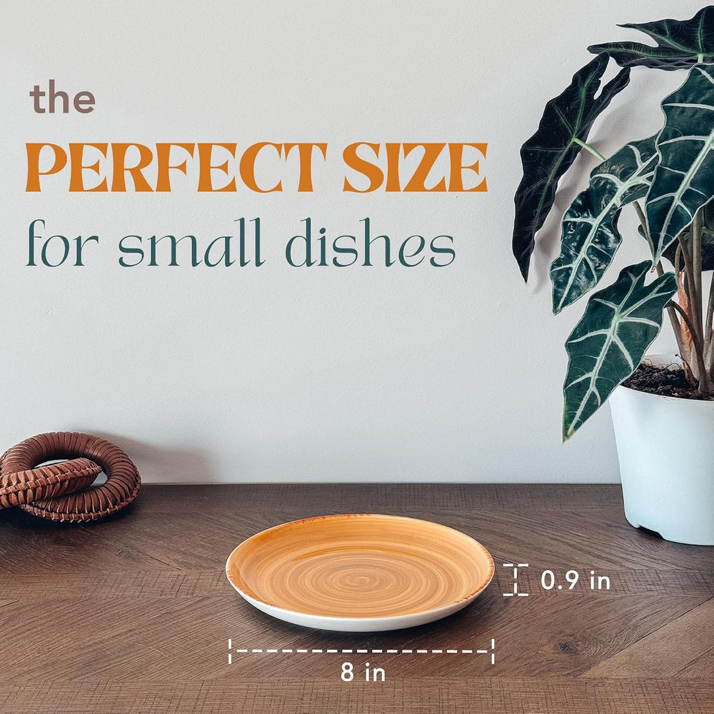 MORA Ceramic Helix Swirl Salad Plates Set of 6, 8in Spiral Porcelain Dish for...