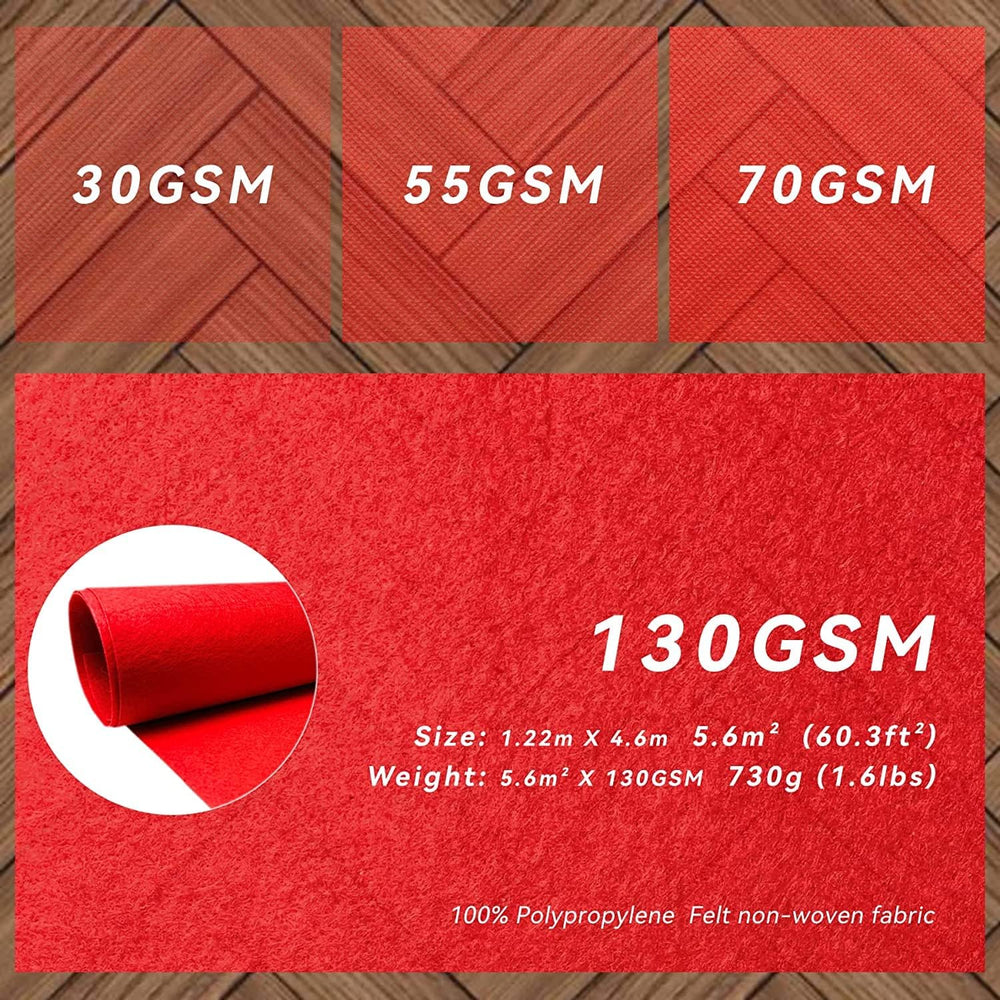 EZLucky Red Carpet Runner for Party, 4X15 ft, 130 GSM Felt Non-Woven with Dou...