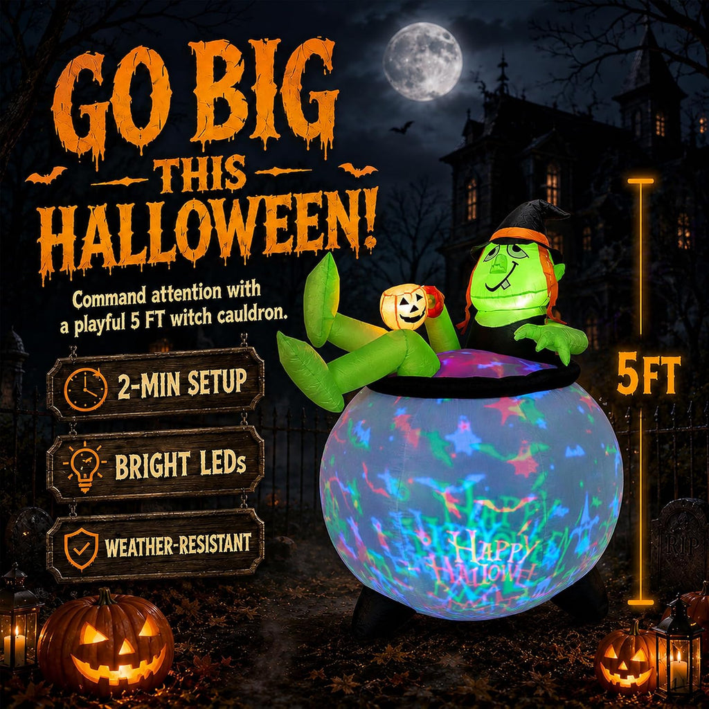 5 ft halloween inflatables outdoor decoration, led outdoor, side view