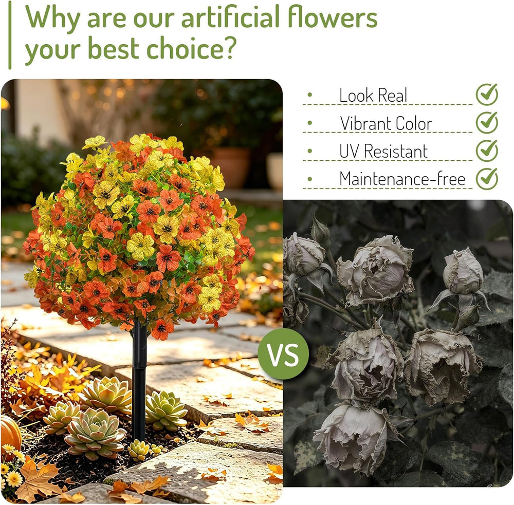 2 Pcs 22" Fall Mums Topiary Balls, Artificial Flower for Outdoors