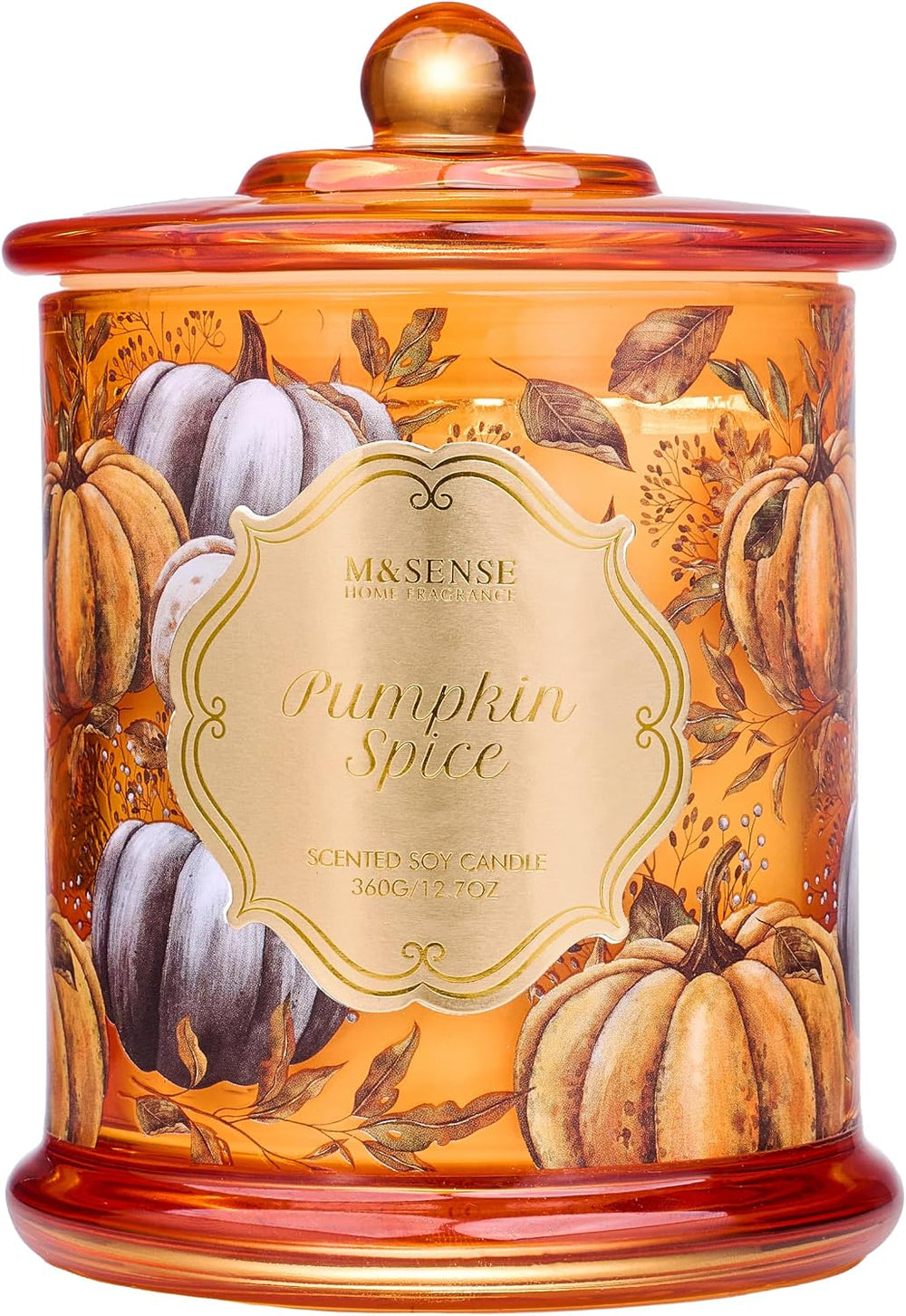 M&SENSE Pumpkin Spice Non Toxic Large Soy Candle, 12.7oz Harvest Scent