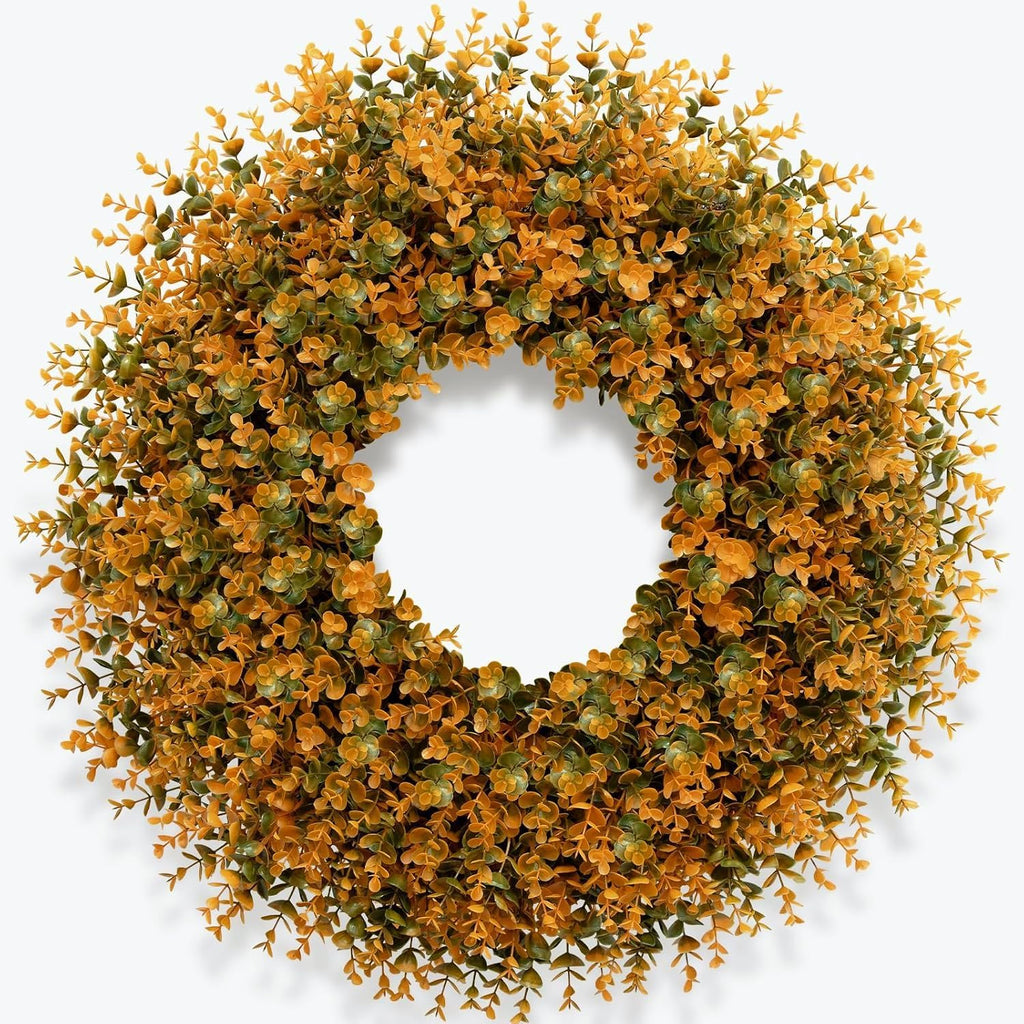28 Inch Large Fall Boxwood Wreaths for Front Door Decoration(Orange)