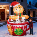 ZPISF 6 FT Christmas Inflatables Outdoor Decorations, Cute Christmas Blow Up Yard Decorations Gingerbread Man in Hot Cocoa Mug Scene for Garden Lawn Xmas Decor