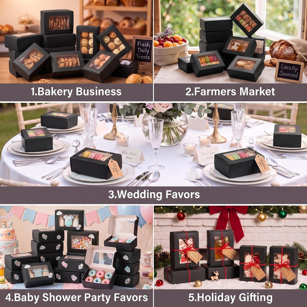 Zonon 500 Pcs Small Gift Boxes with Clear Window, Black