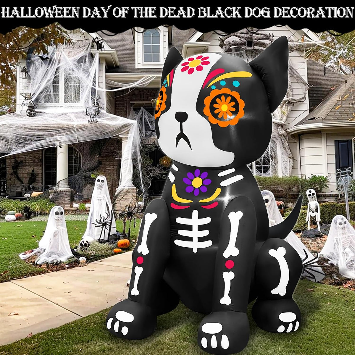 4 ft day of the dead inflatables outdoor, side view