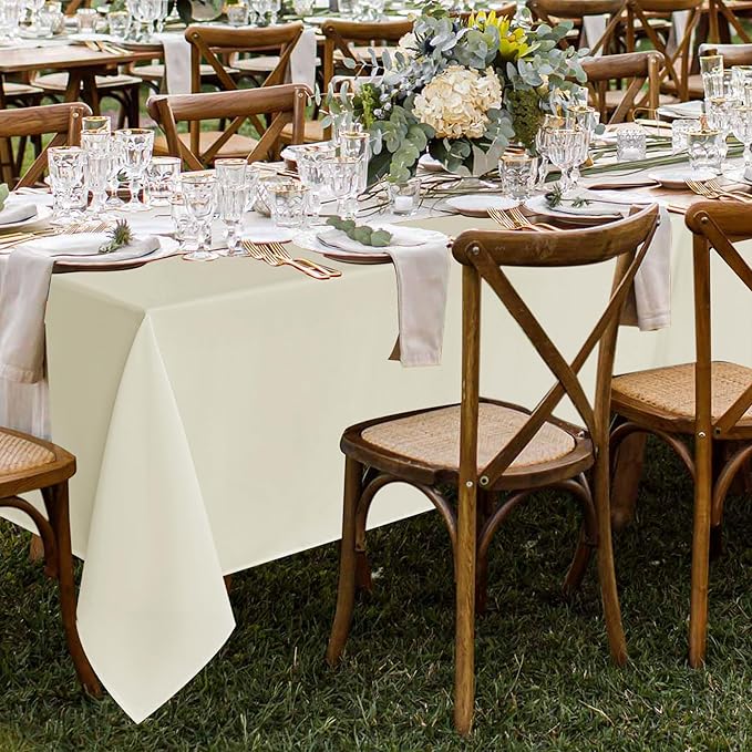 Fitable 8 Pack Rectangle Tablecloths: Stain Resistant Wrinkle Free Fabric Table Clothes, Washable Reusable Polyester Table Covers for Wedding Party Birthday Banquet Reception(Ivory, 60x102 Inch)