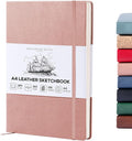 Beechmore Books A4 Sketchbook – 8.5x11 Premium Vegan Leather Bound Large Sketch Book Hardcover with 156 Thick 160gsm Perforated Ivory Pages, Blank Sketch Pad, Gift Boxed, Back Pocket, Ribbon Bookmark