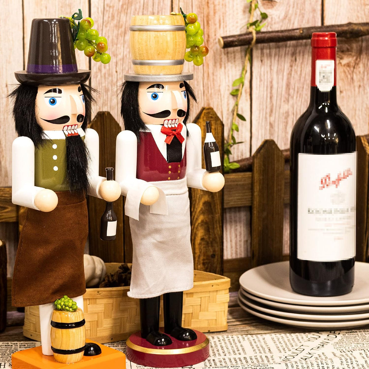 ki store wooden nutcracker figure wine maker nutcrackers, close-up detail