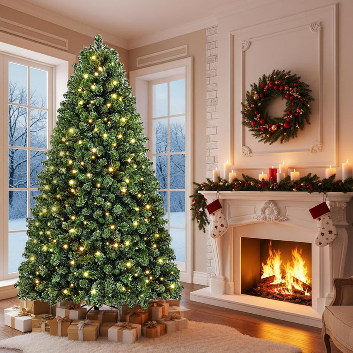 6ft Pre-Lit Christmas Tree with Remote Control & Foot Switch