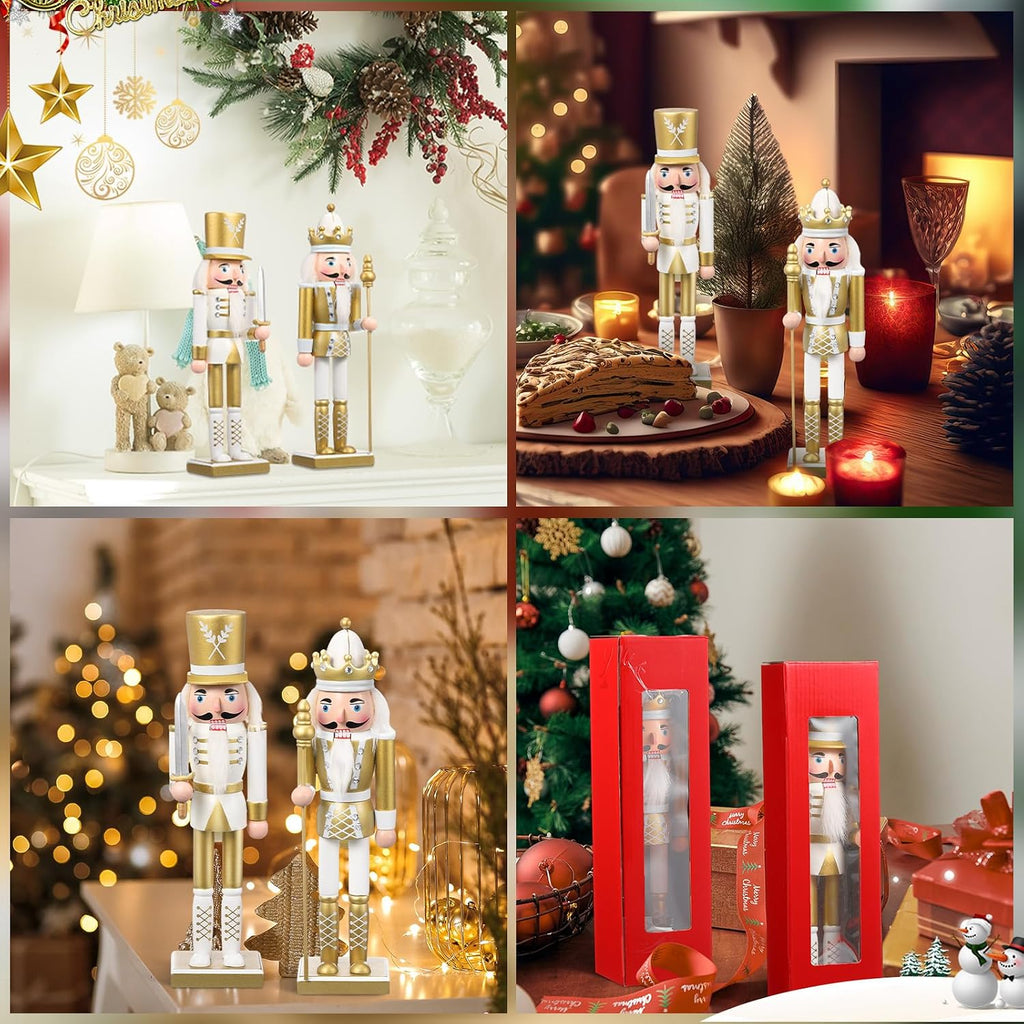 huwena 2 pcs gold king and soldier nutcracker, package contents
