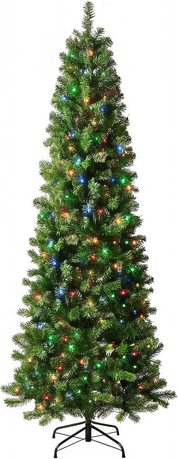 7.5ft Pre-Lit Slim Christmas Tree Douglas Fir with 350 Dual Color Lights