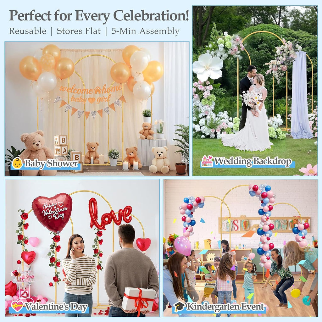 6FT,5FT,4FT Balloon Arch Stand Kit with Base Set of 3