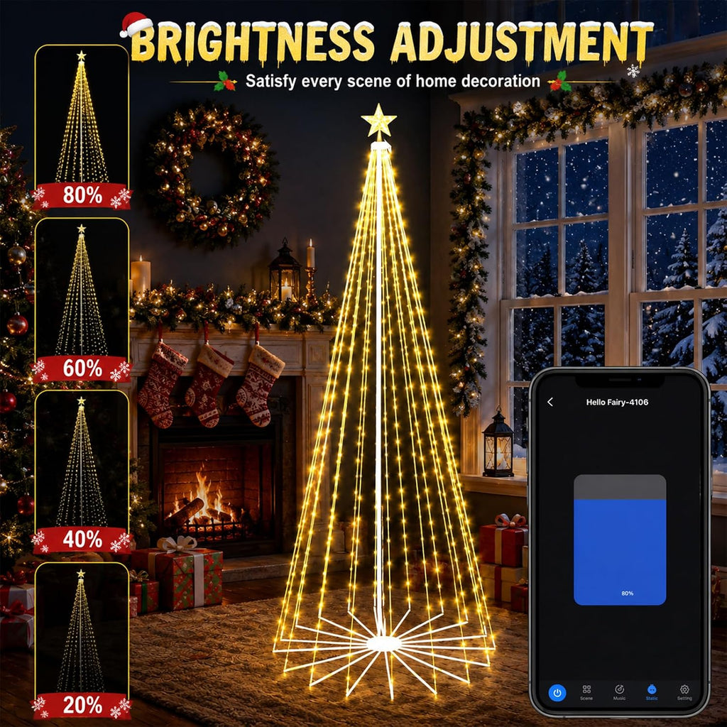 10ft smart outdoor halloween tree lights pop up shown in use