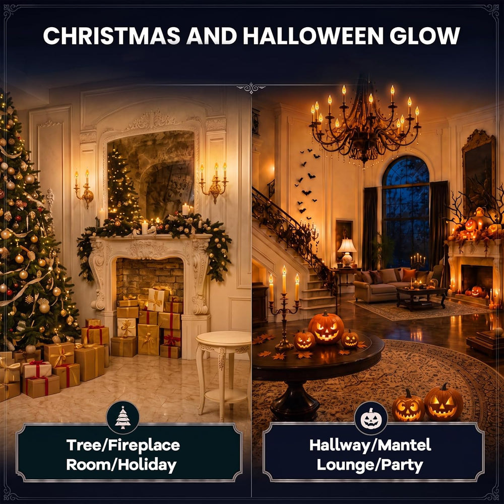 E12 Flickering Flame Light Bulbs, Realistic Candle Effect, 2 Modes