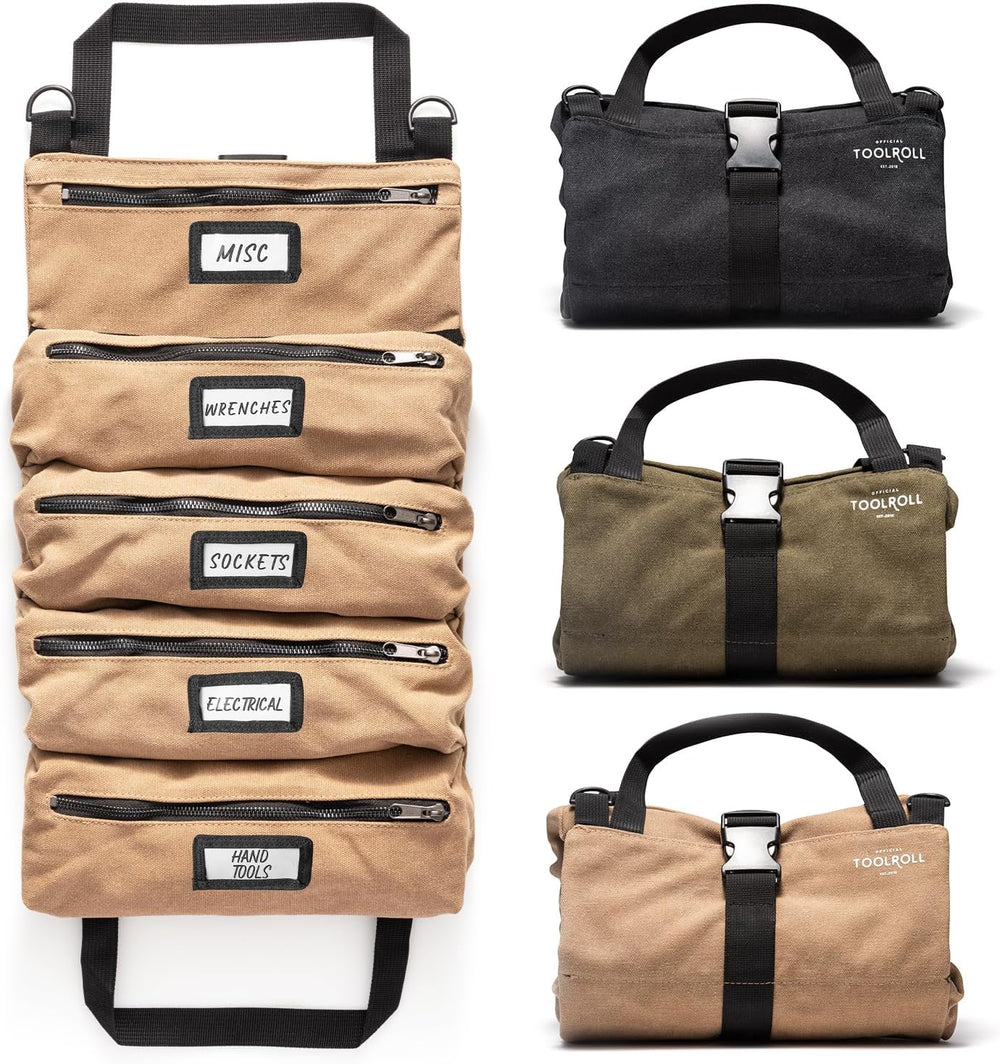 Official Legacy Tool Roll Bag, 5-Pocket, 20 x 12 in, Khaki