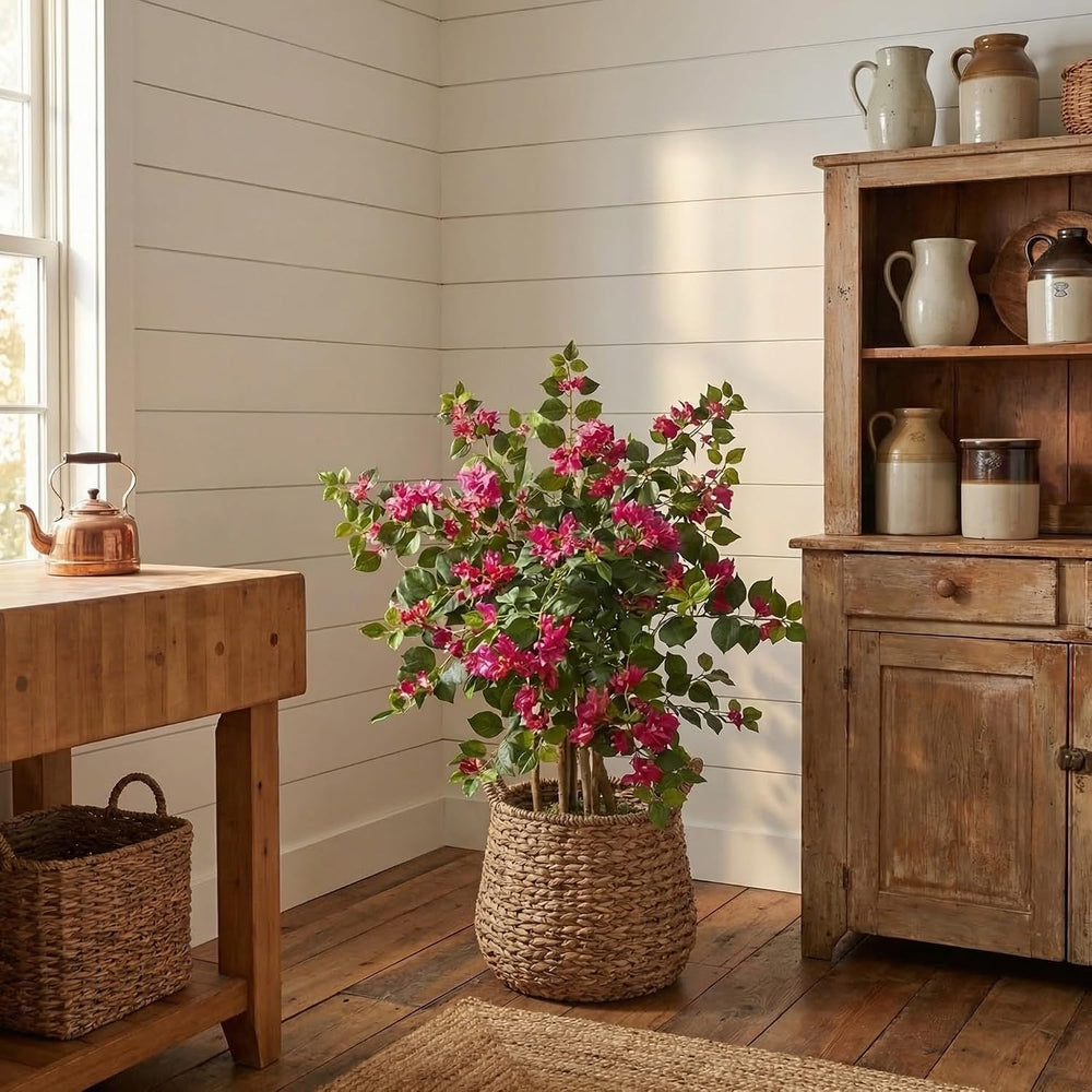 Nearly Natural 42 in Artificial Bougainvillea Tree with Pink Blooms