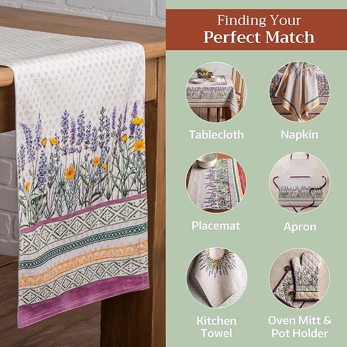 Maison d' Hermine Table Runner 100% Cotton Double Layer Table Runners 72 inches Long Decorative for Home Kitchen Dining Party Wedding Bridal Shower Spring Summer (Fanny Lavender, 14.50" x 72")