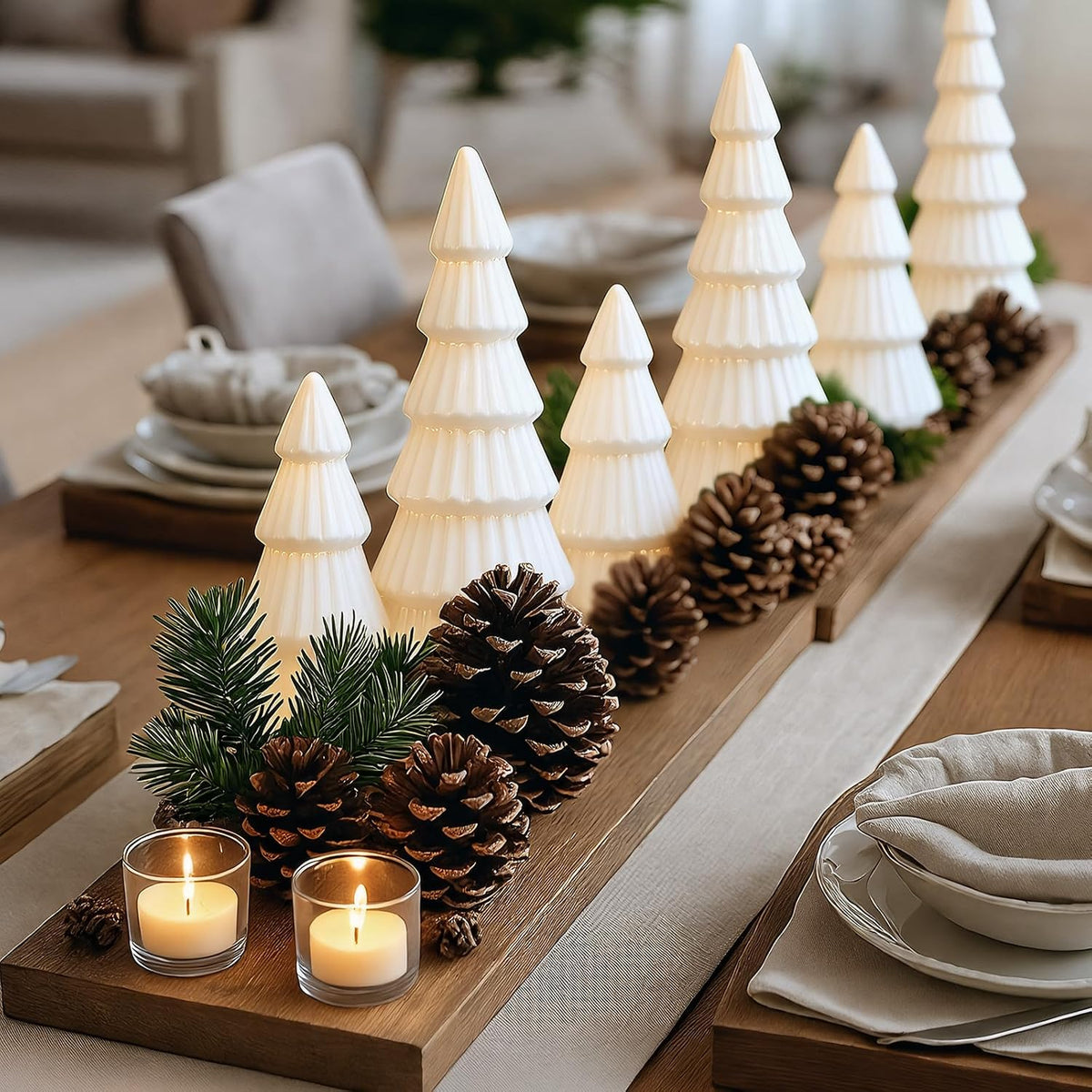 leinuosen 6 pcs white ceramic christmas tree winter, package contents