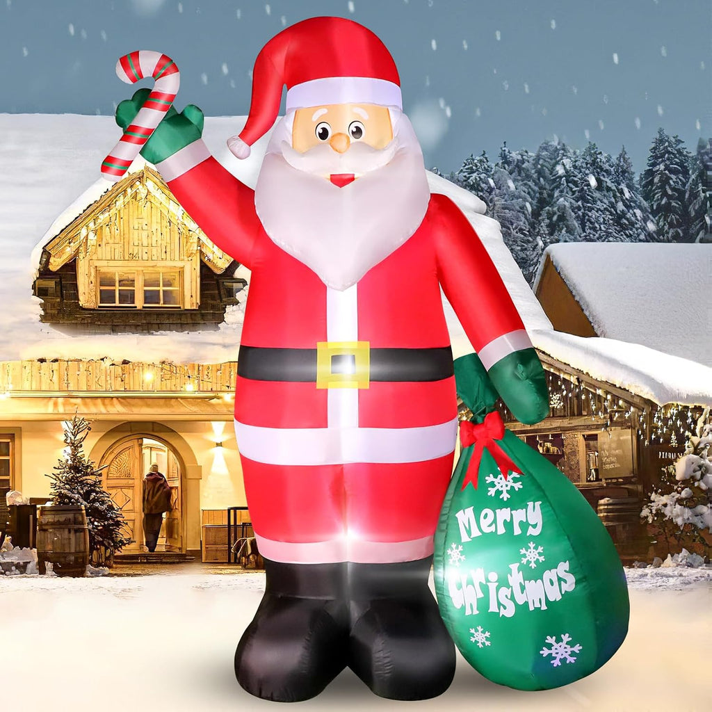 6 FT Christmas Inflatable Santa with Candy and Big Gift Bag Outdoor Decors