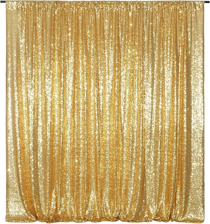 Poise3EHome Gold Sequin Backdrop, 20Ft x 10Ft Glitter Photography Background Curtains for Party Baby Shower Wedding Birthday Christmas Thanksgiving Halloween Decoration