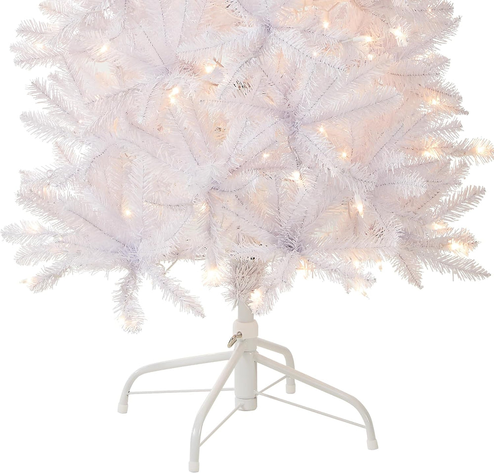 National Tree Company 7ft Pre-Lit Kingswood Fir Slim Christmas Tree, White