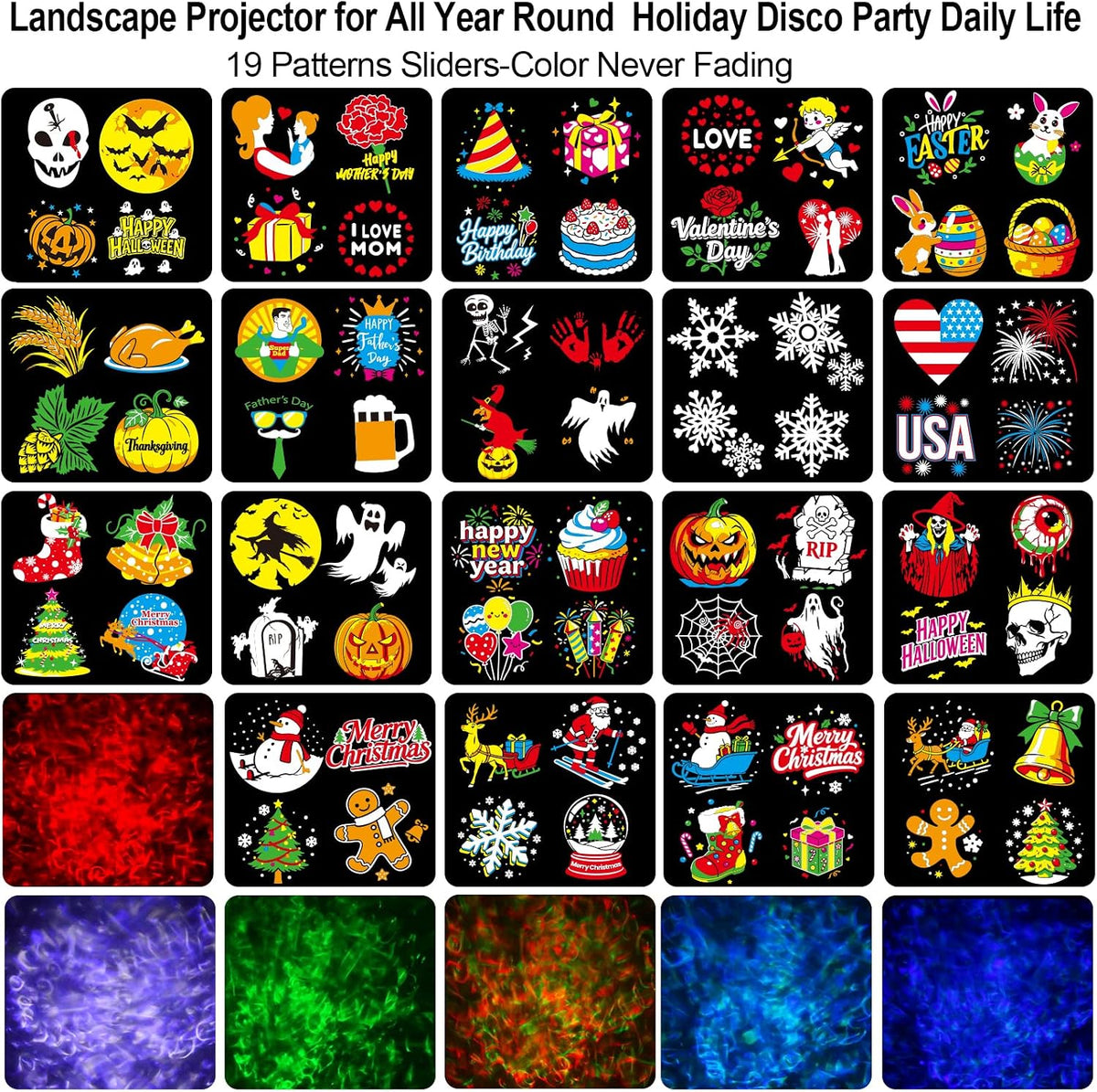 2026 brighter halloween projector lights,fliti 19hd slide (ocean shown in use