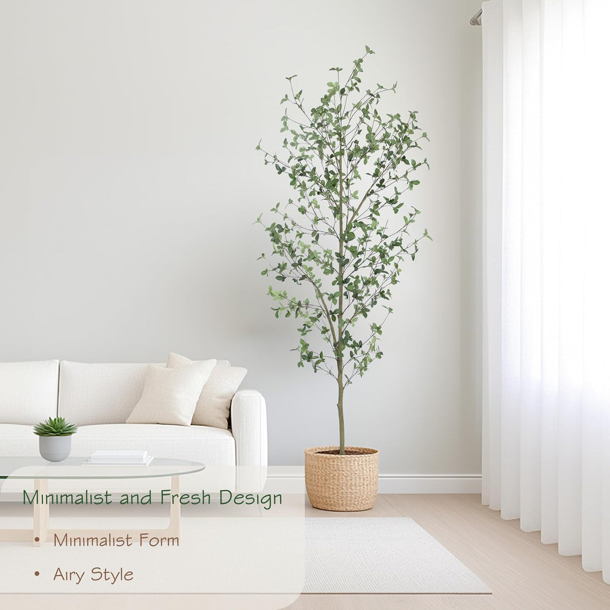 bellacat 7ft artificial quince leaf tree with realistic, close-up detail