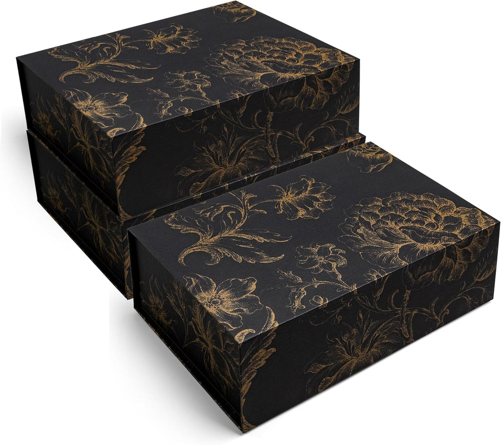 Luxury Keepsake Gift Box, Black Gold, 3-Pack 11.5" x 7.5" x 3.5"