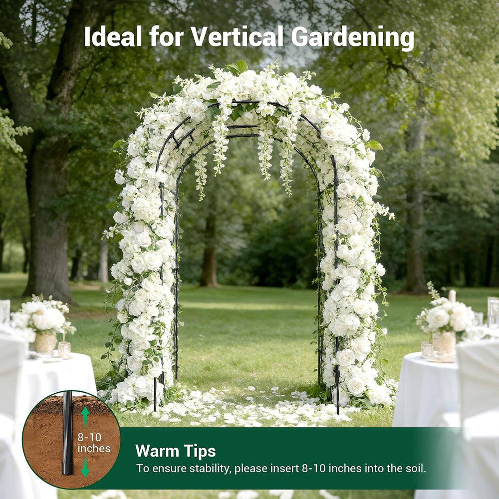 Miory Garden Arch Trellis for Climbing Plants Outdoor, 3.9x7.9ft Steel with P...