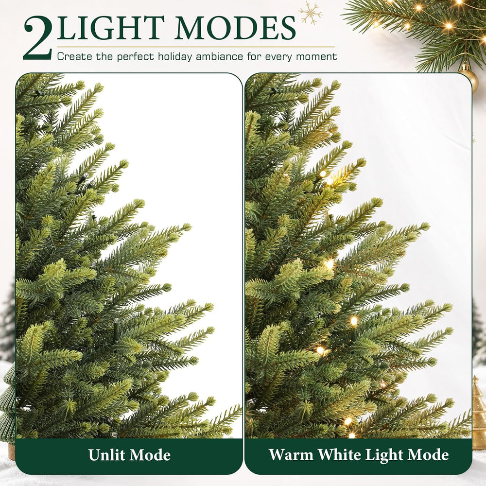 Alupssuc 3ft Prelit Artificial Mini Christmas Tree for Tabletop Desk Decor