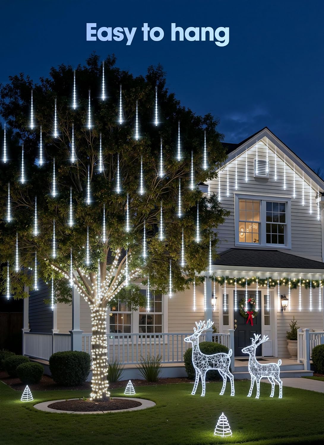 minetom solar christmas lights outdoor, 20 tube 480led, close-up detail