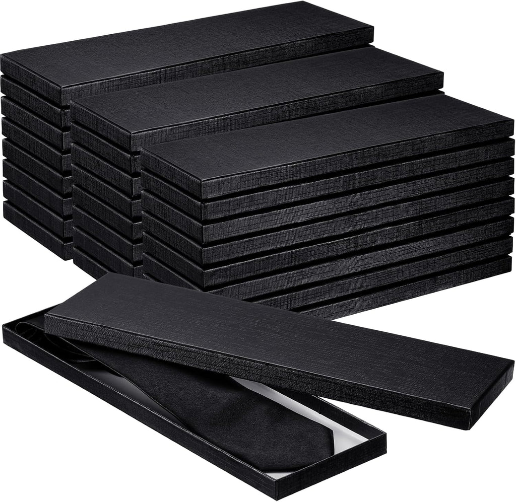 Shinylin 24 Pcs Tie Boxes with Lids for Men Gift Box Paper, Black