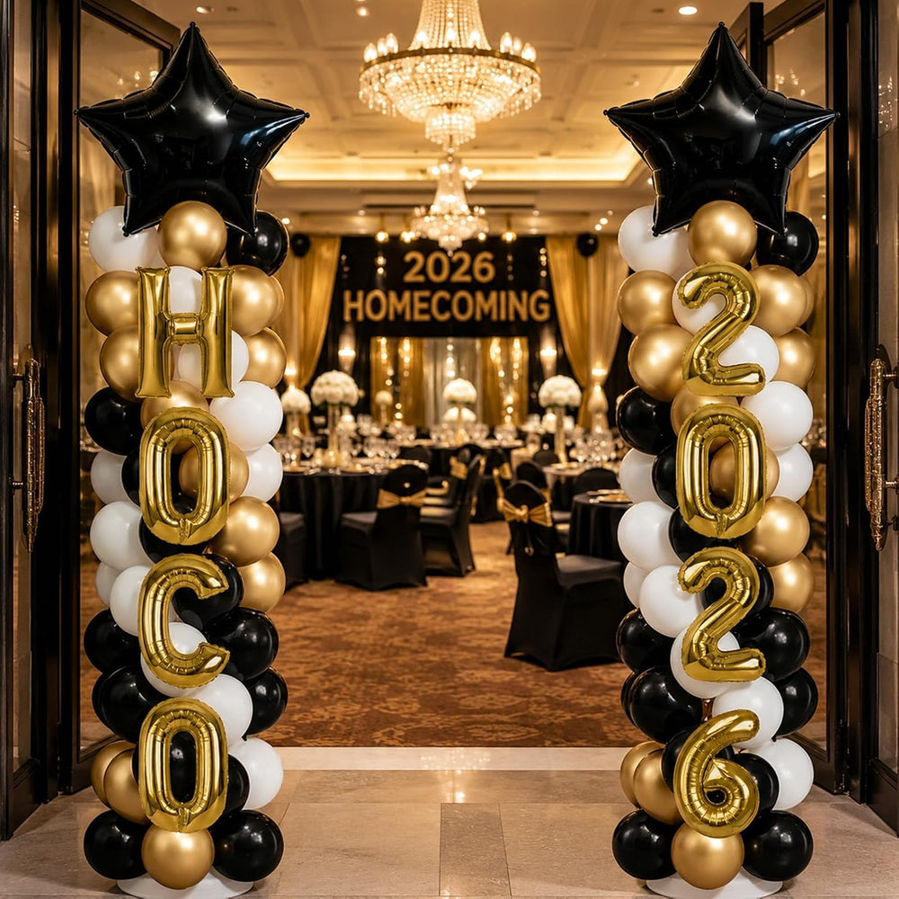 2 Sets Homecoming 2026 Balloon Column Stand Party Decorations Kits with Ballo...