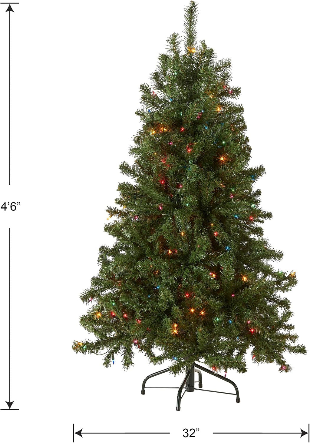 national tree company 4.5ft pre-lit north valley spruce showing dimensions