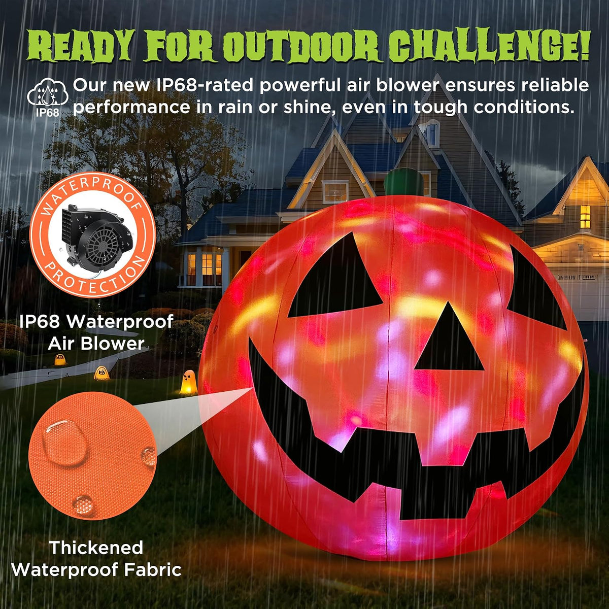 zpisf 10 ft halloween inflatables giant pumpkin outdoor showing dimensions