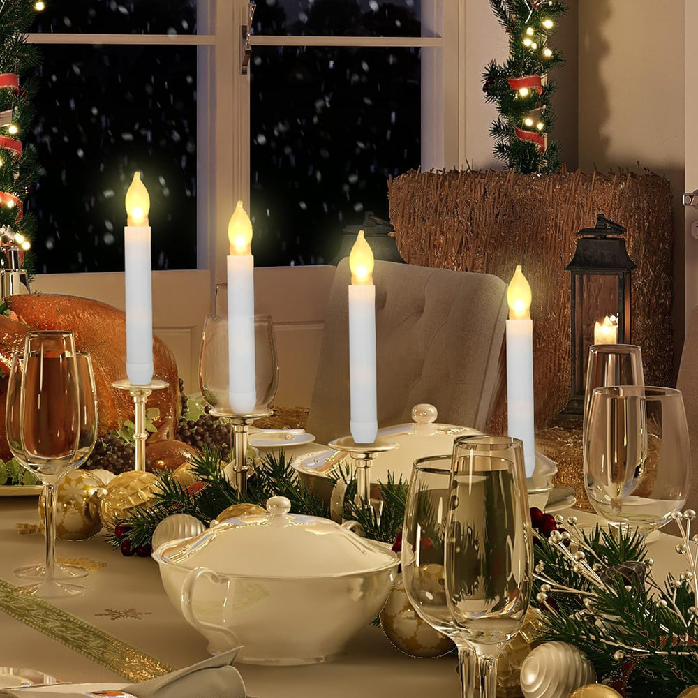 Macarrie 108 Pieces Flameless LED Taper Candles, White, Warm White Light