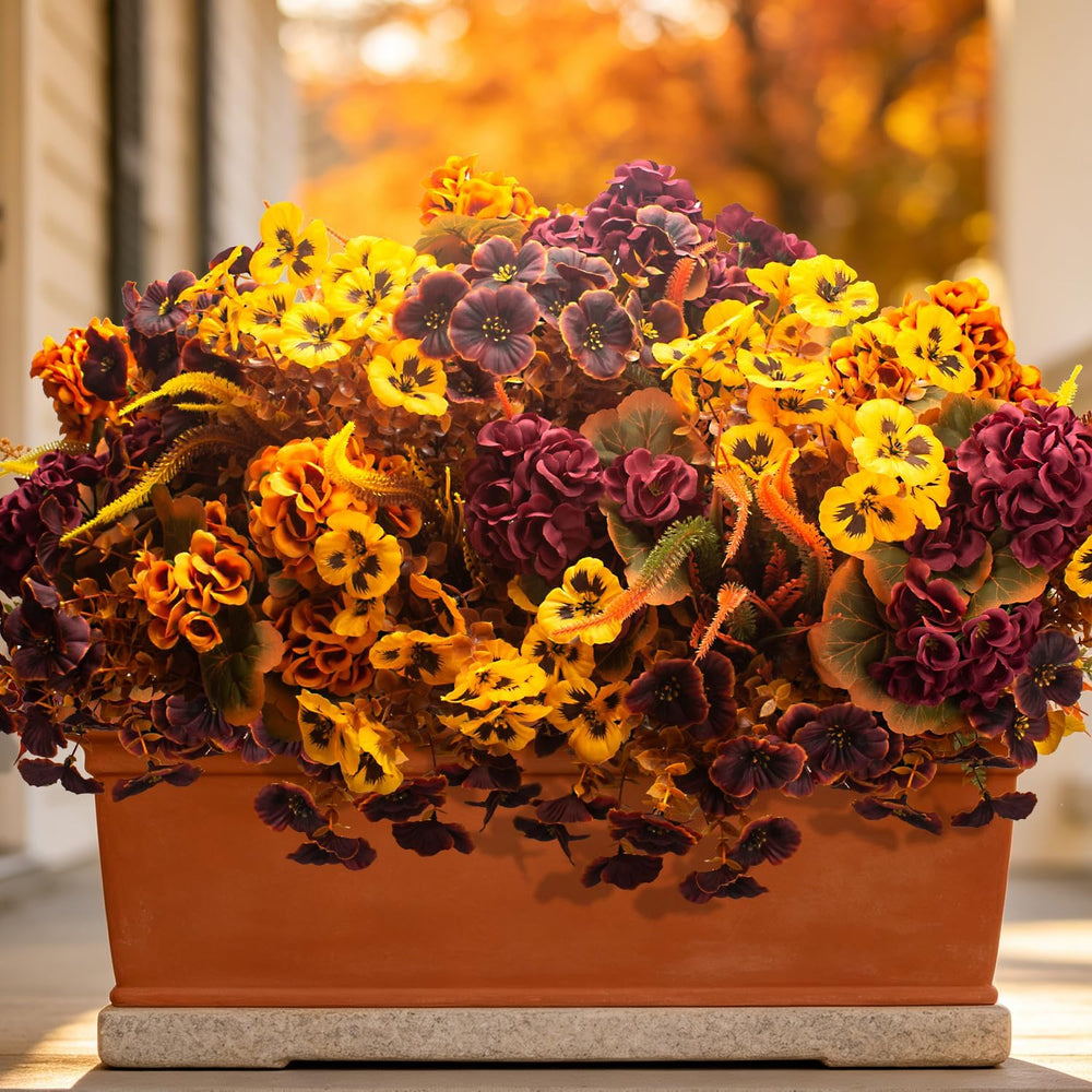Grunyia 20Pcs Artificial Fall Flowers UV Resistant Outdoor Outside Decor