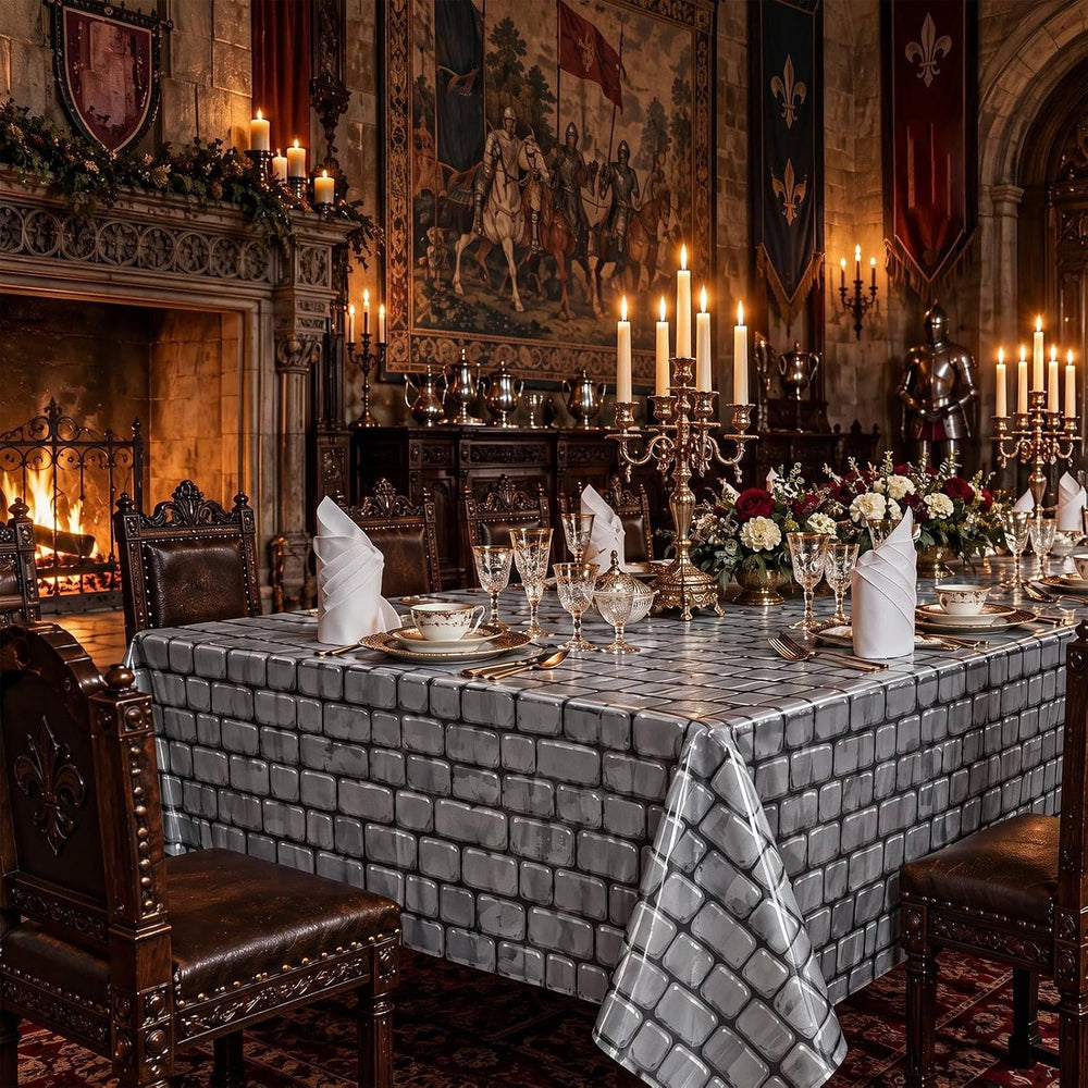 Tegeme 100 ft x 54 in Halloween Stone Wall Tablecloth Medieval Backdrop