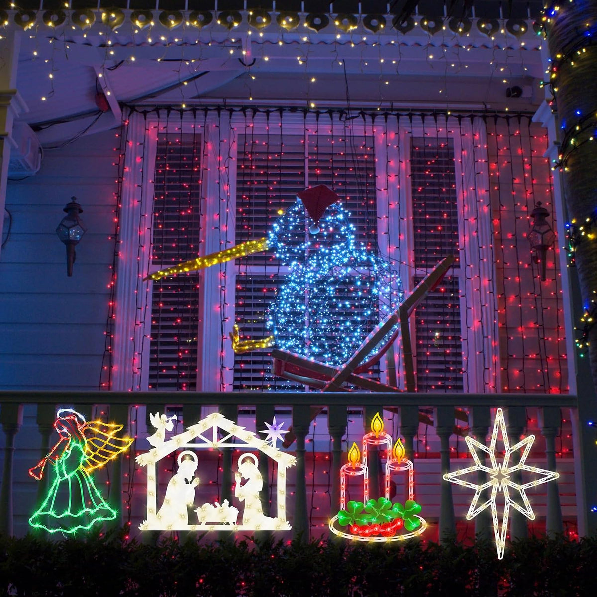 trwymz 16" christmas window silhouette lights decorations, close-up detail