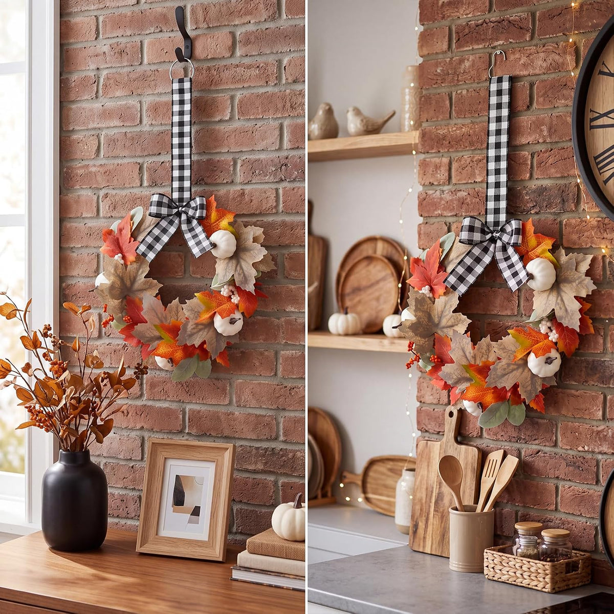 soulchen 8 pcs 13" small fall wreath for showing dimensions
