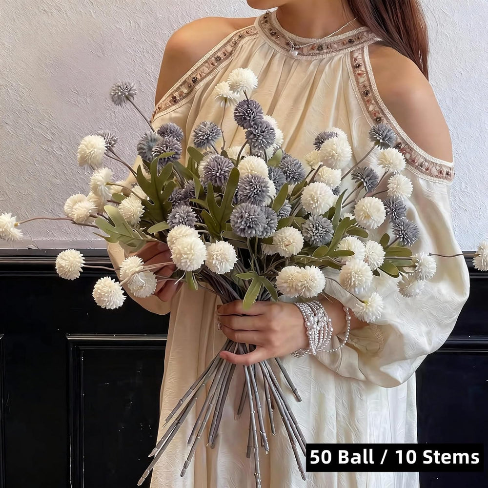 Artificial Flowers for Vase 10 Pcs, 20 Inch Fake Mums with Long Stems
