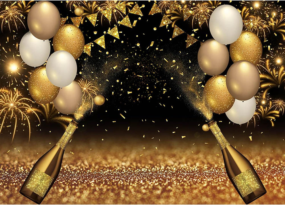 Black Golden Balloons Photography Background Gold Champagne Bokeh Photo Backd...