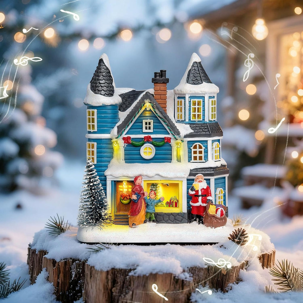 7.4" LED Lighted Christmas Collectible Building with Light & Music Modes